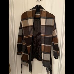 Chicwish plaid wrap wool coat